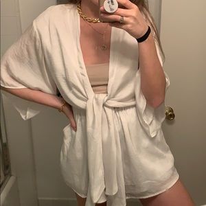 Boutique Silky Pearl White Romper